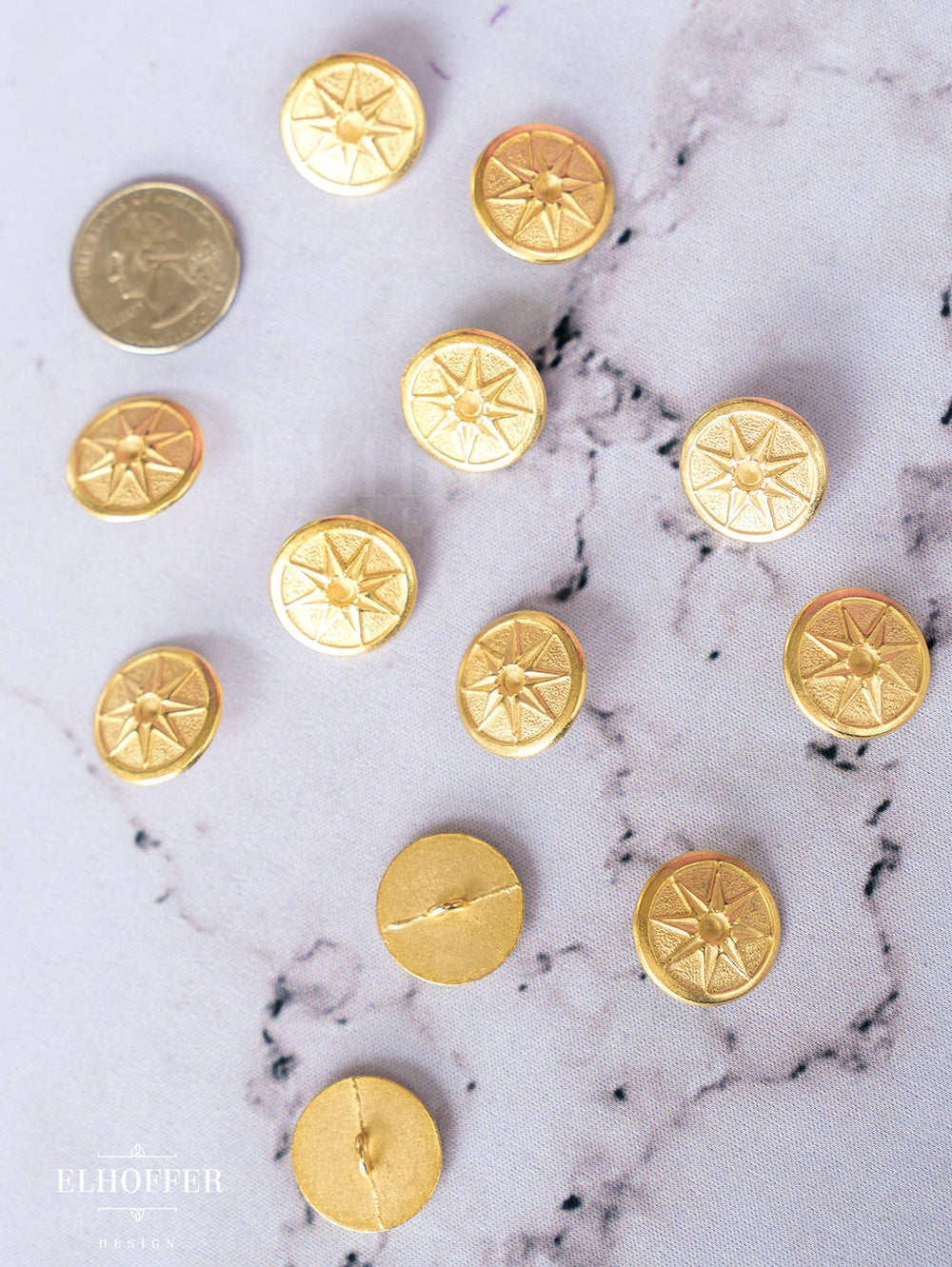 Gold 8 Pointed Star Shank Buttons - Metal - 30L