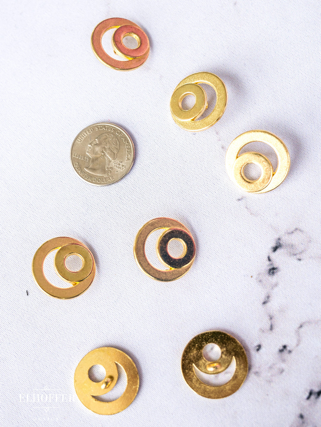 Gold Double Circle Shank Buttons - Metal - 36L
