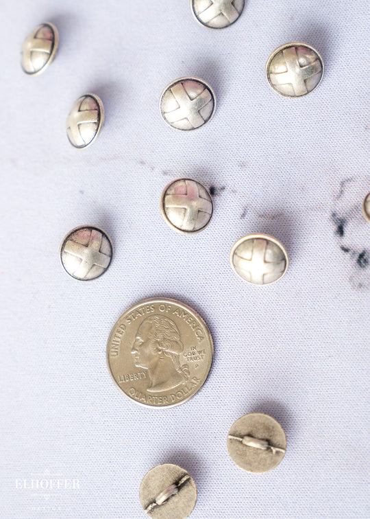 Silver X Distressed Shank Buttons - Metal - 20L