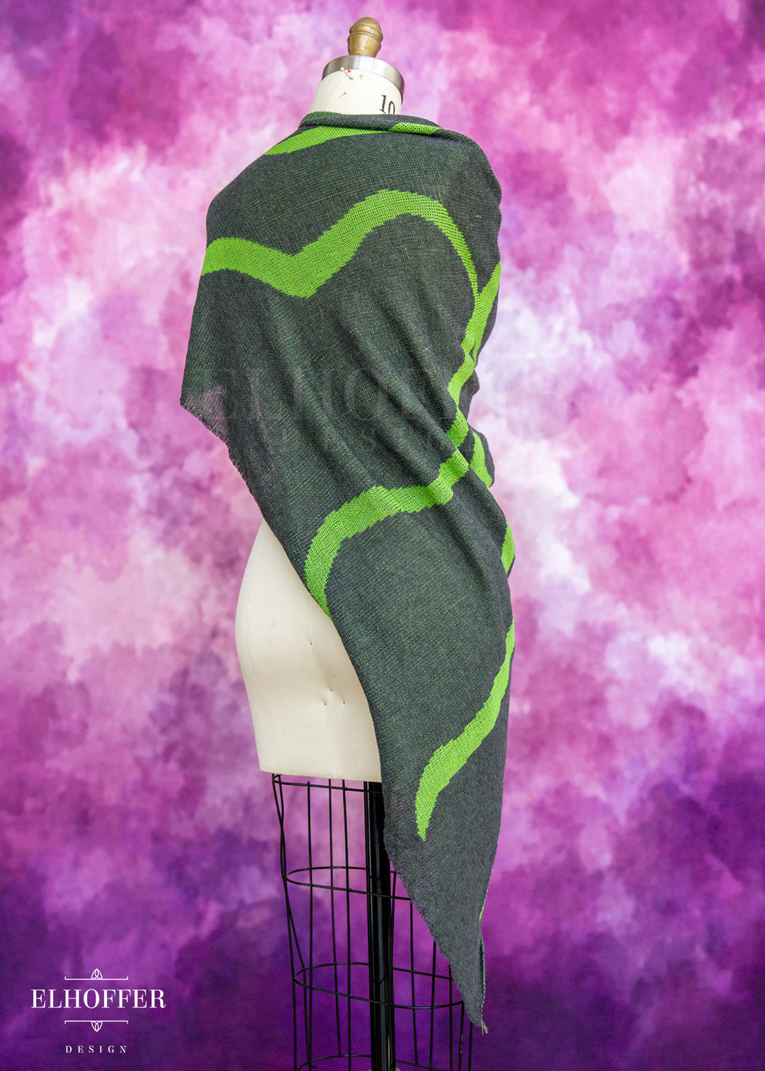 Handmade Leaf Dark Green Draped Cape - Made from Damaged Knits