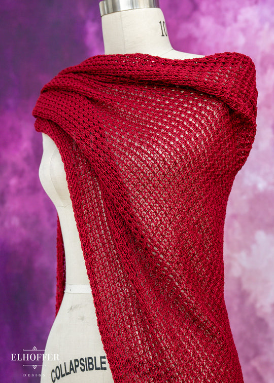 Handmade Knight in Knitted Armor Romanesque Imperial Red Cape - Made from Damaged Knits