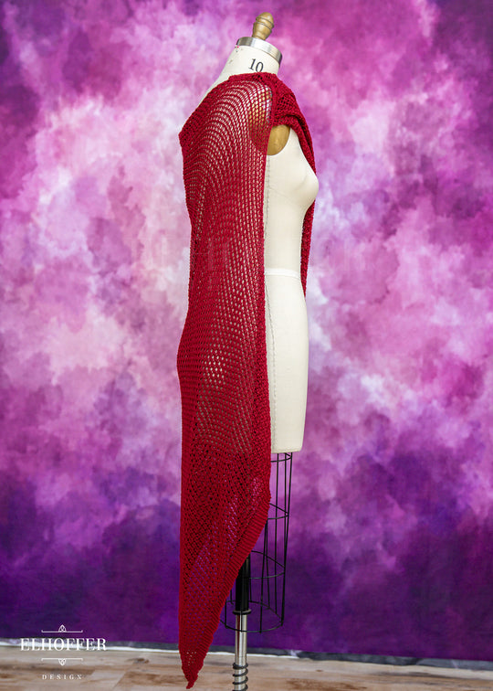 Handmade Knight in Knitted Armor Romanesque Imperial Red Cape - Made from Damaged Knits