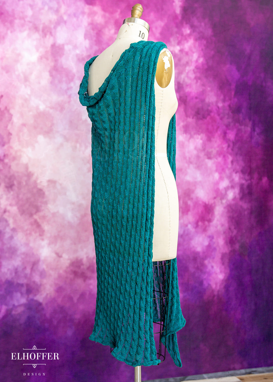 Handmade Runic Teal Dragonscale Draped Cape - Made from Damaged Knits