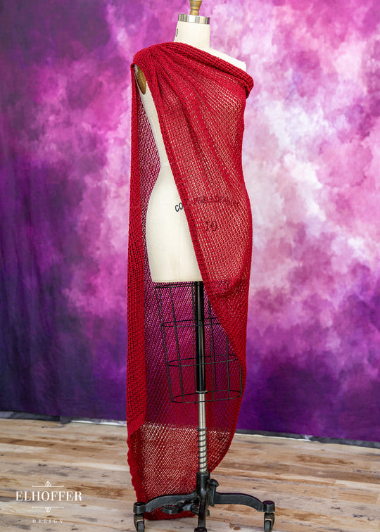 Handmade Knight in Knitted Armor Romanesque Imperial Red Cape - Made from Damaged Knits