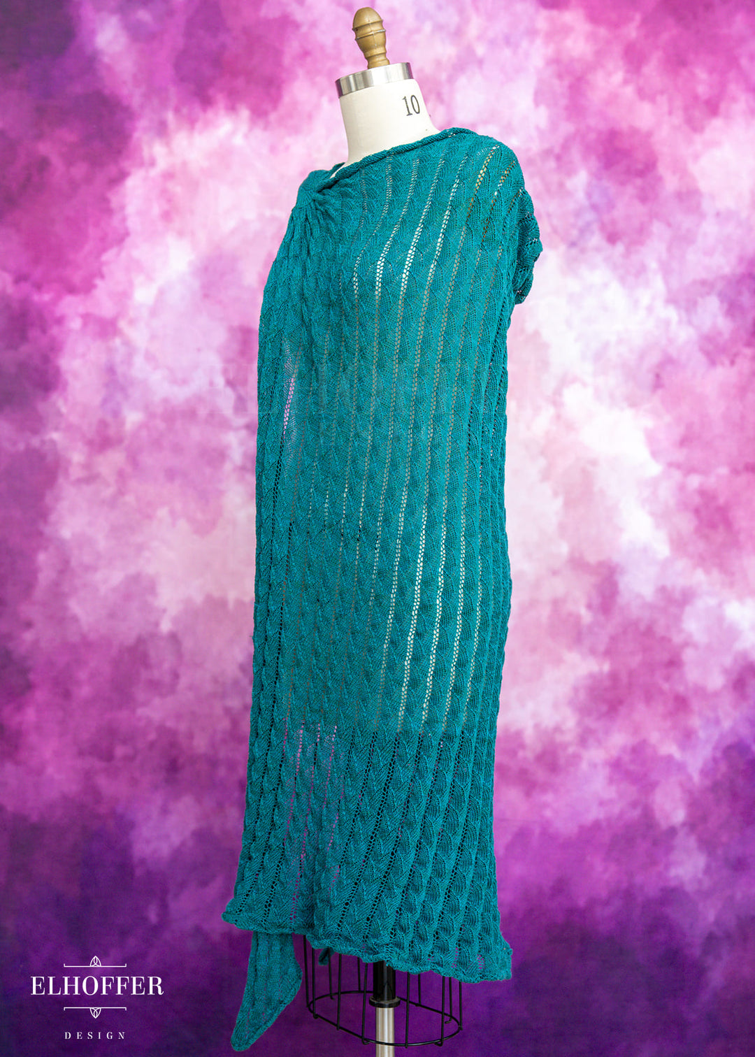 Handmade Runic Teal Dragonscale Draped Cape - Made from Damaged Knits