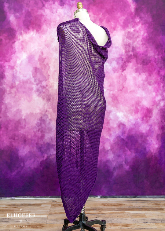 Handmade Knight in Knitted Armor Romanesque Purple Cape - Made from Damaged Knits