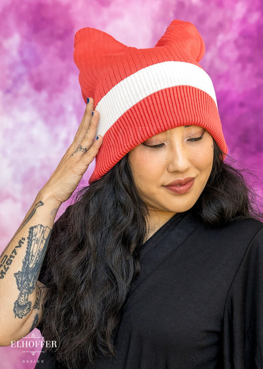 Lightweight Relaxed Fit Kitty Beanie - Galactic Rebellion Orange