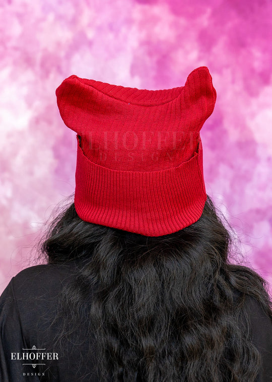 Lightweight Relaxed Fit Kitty Beanie - Resistance Red