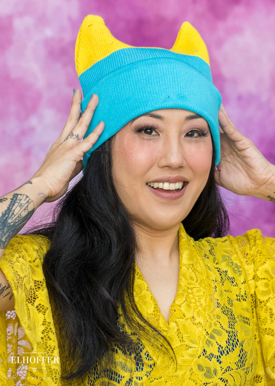 Pan Pride Ribbed Cat Ear Beanie