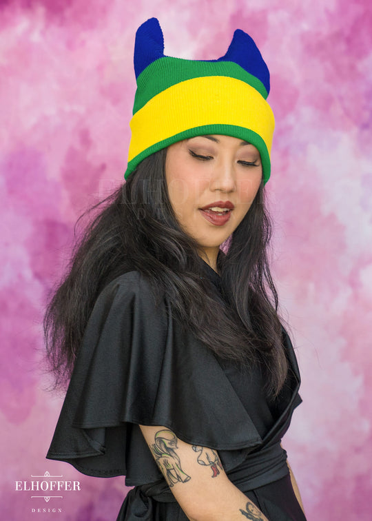 Rainbow Pride Ribbed Cat Ear Beanie