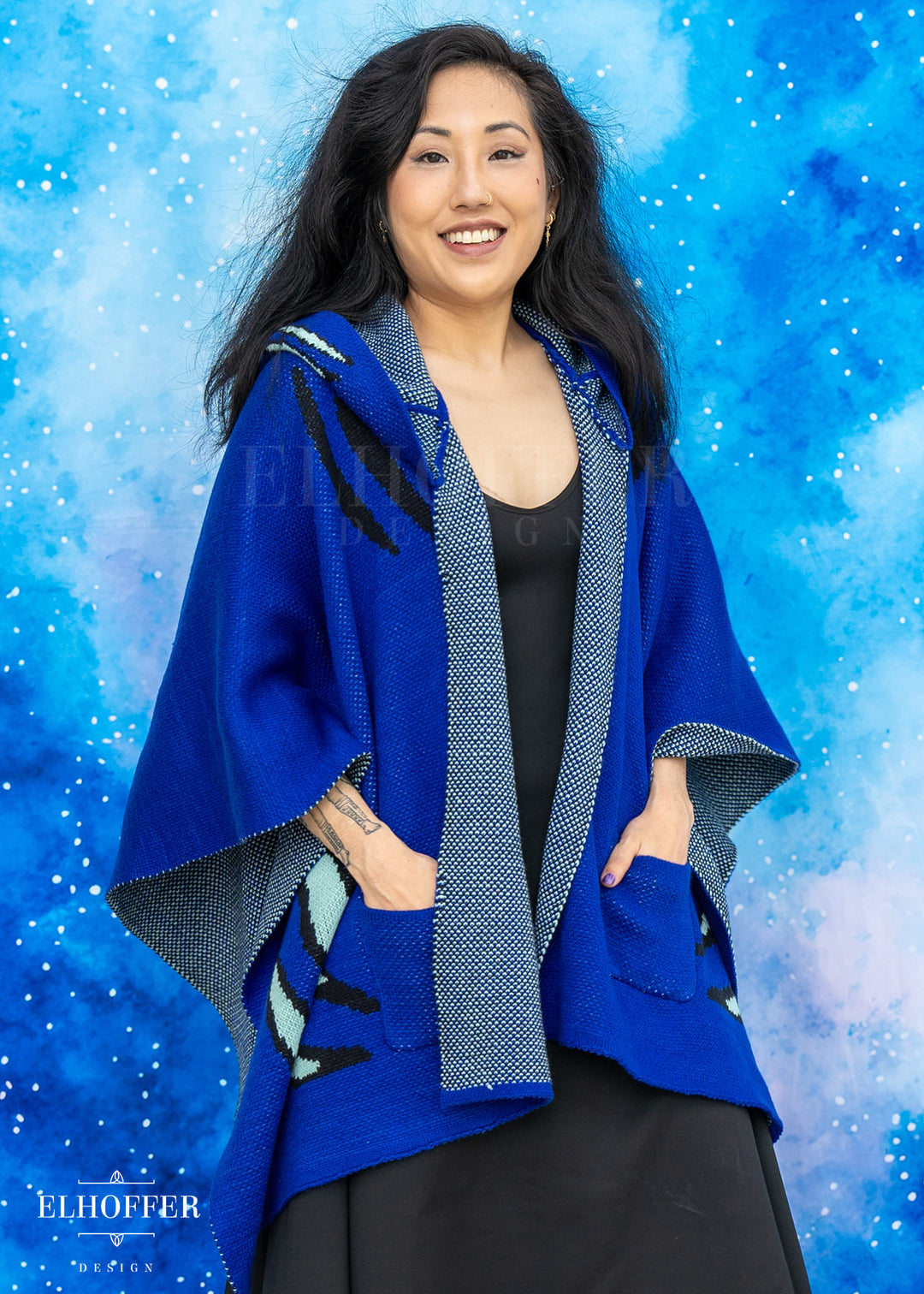 PREORDER - Blue Tiger Hooded Poncho