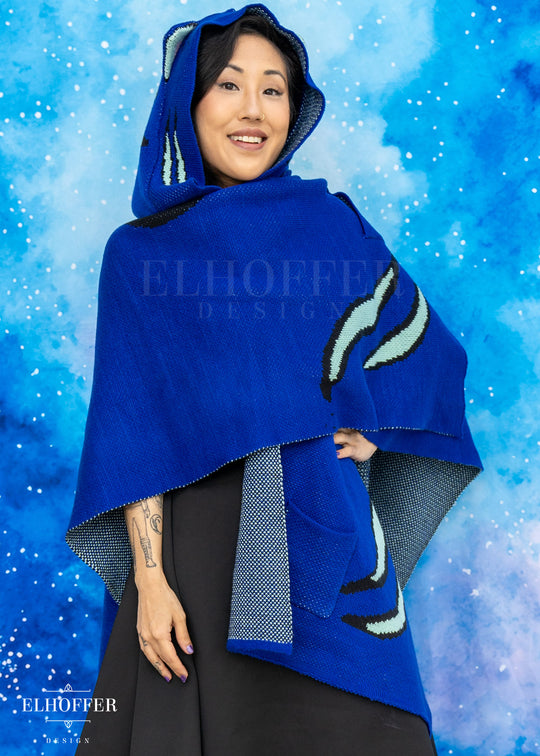 PREORDER - Blue Tiger Hooded Poncho