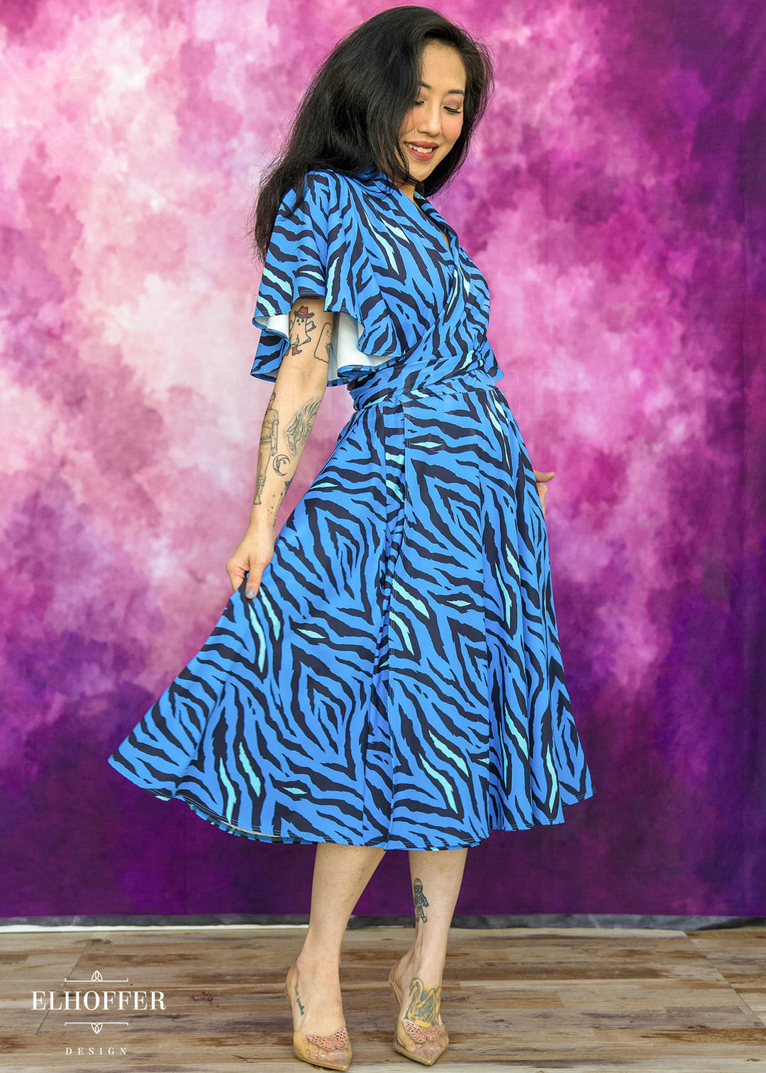 Essential Luisa Wrap Dress - Baby Blue Tiger