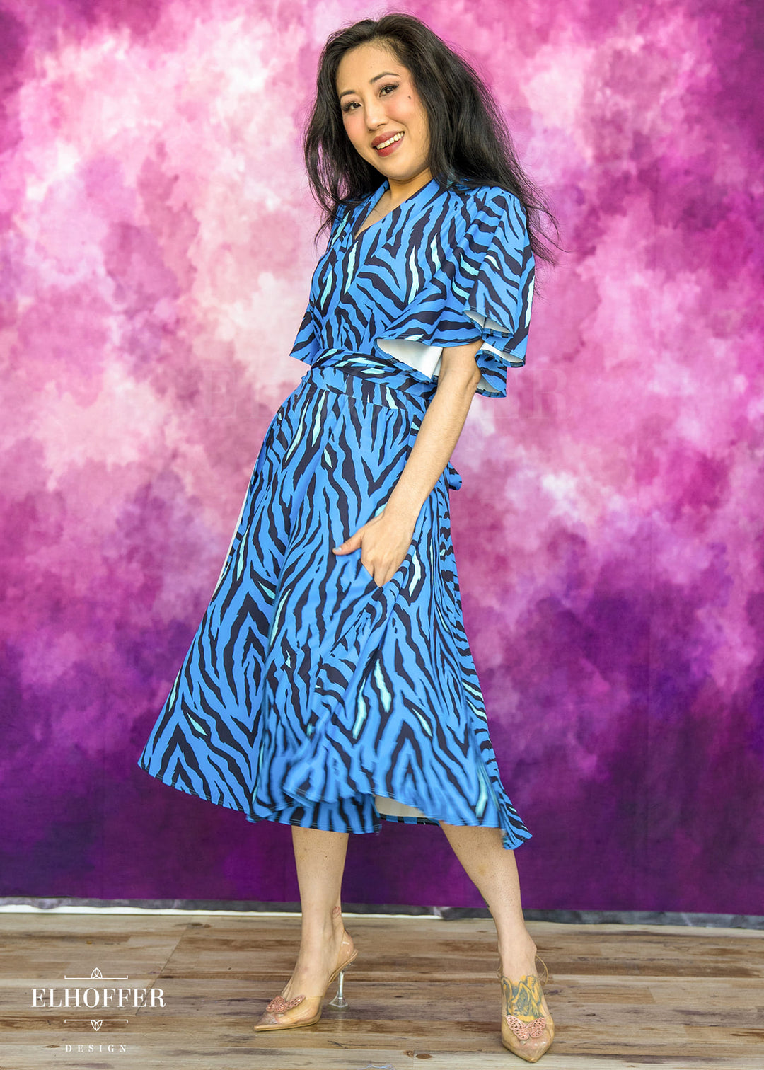 Essential Luisa Wrap Dress - Baby Blue Tiger