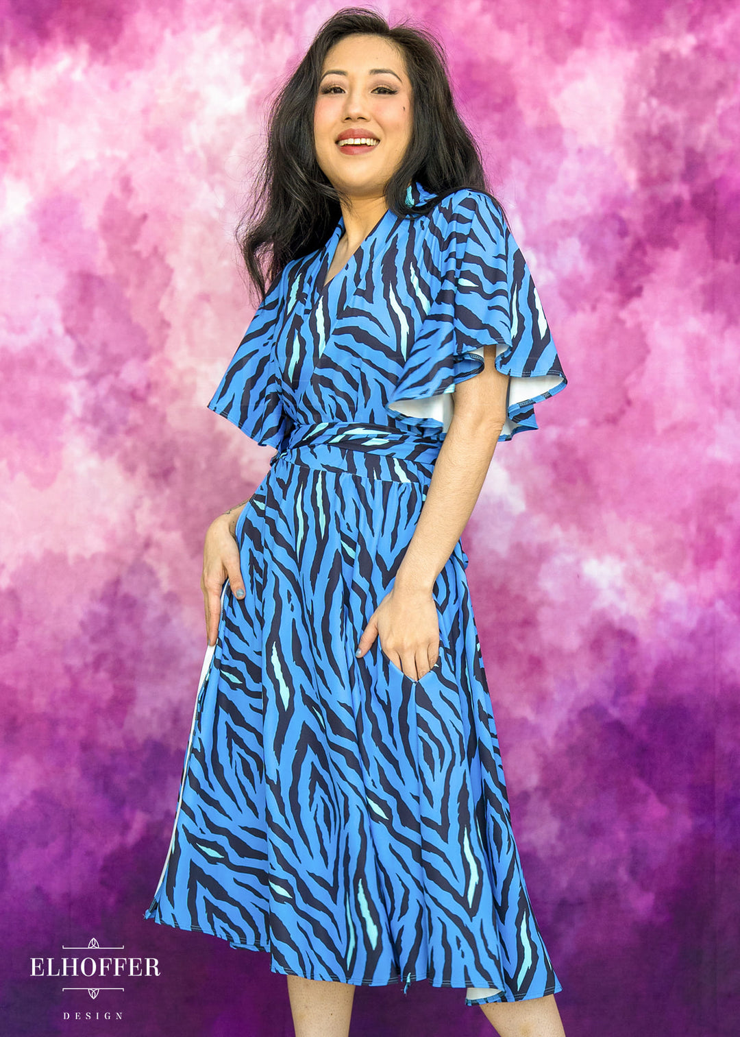 Essential Luisa Wrap Dress - Baby Blue Tiger