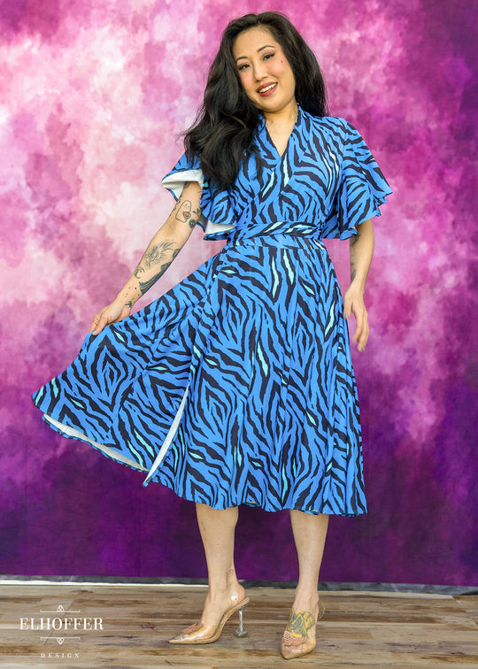 Essential Luisa Wrap Dress - Baby Blue Tiger