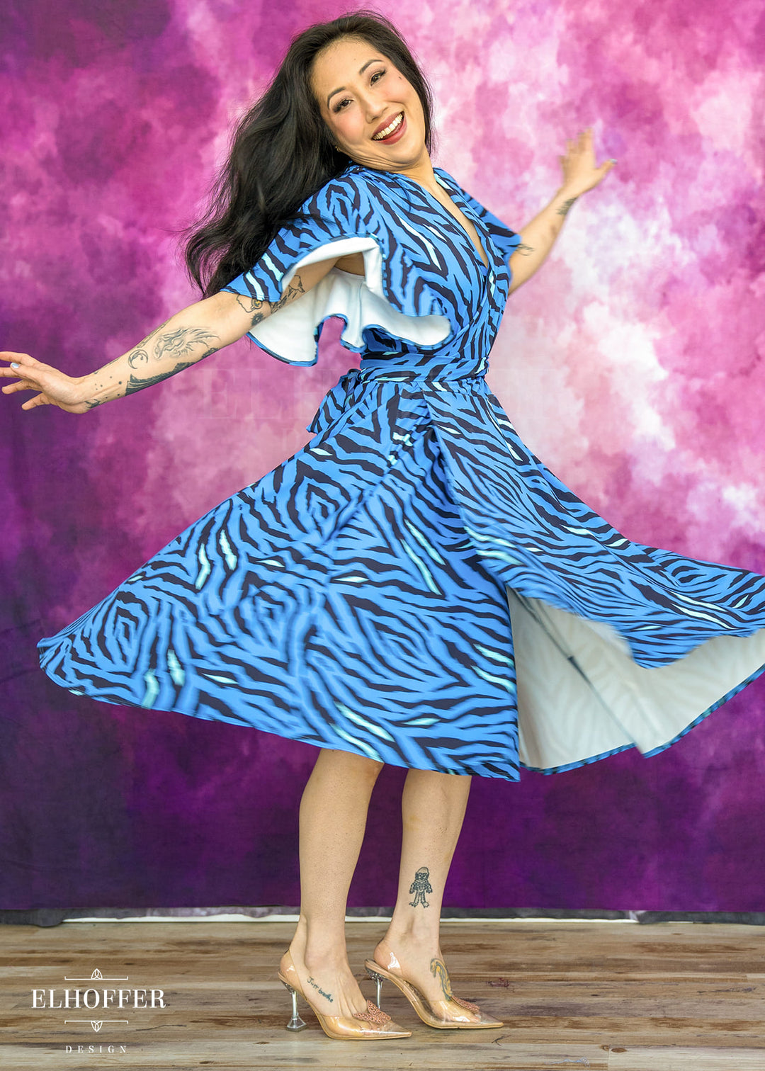 Essential Luisa Wrap Dress - Baby Blue Tiger