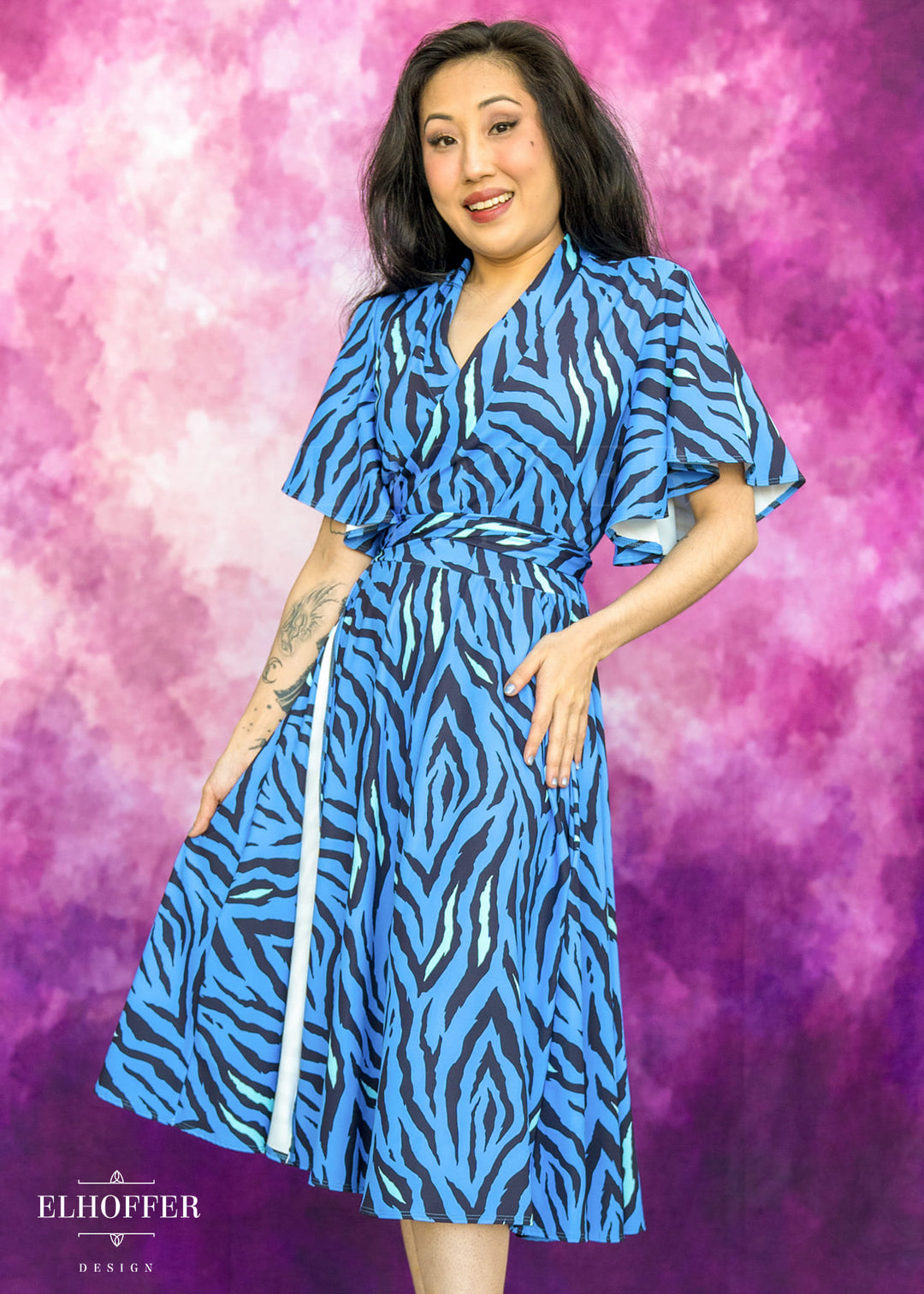 Essential Luisa Wrap Dress - Baby Blue Tiger