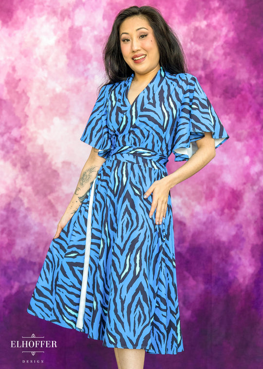 Essential Luisa Wrap Dress - Baby Blue Tiger