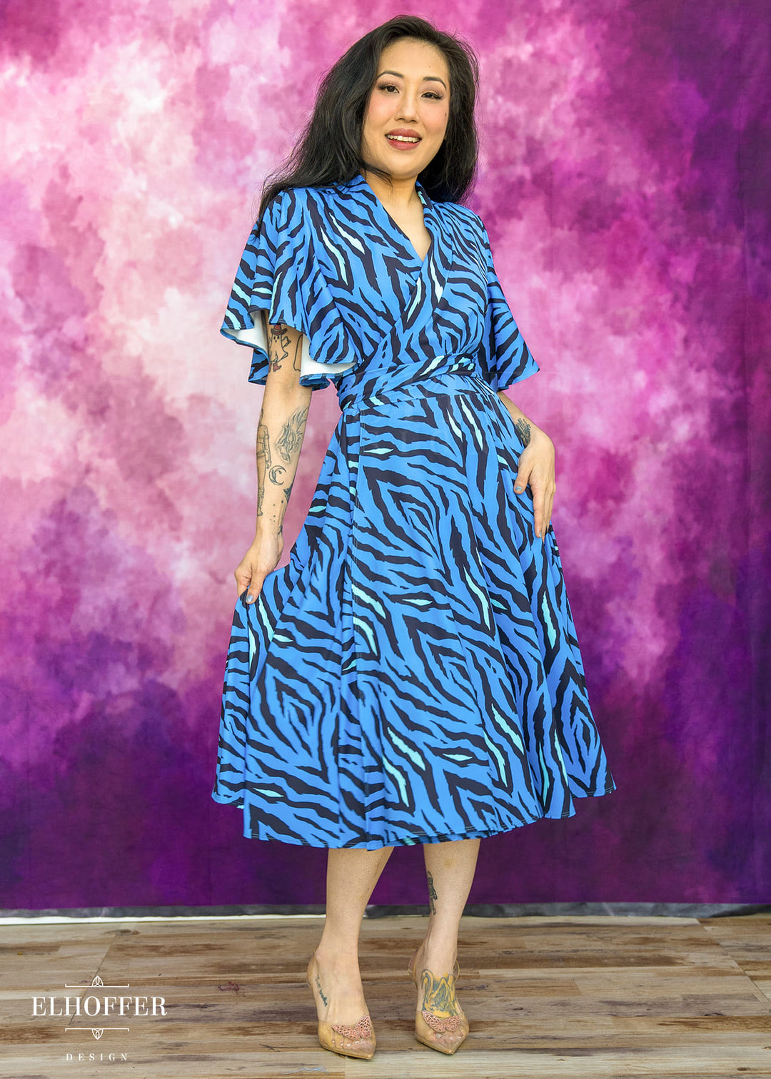 Essential Luisa Wrap Dress - Baby Blue Tiger