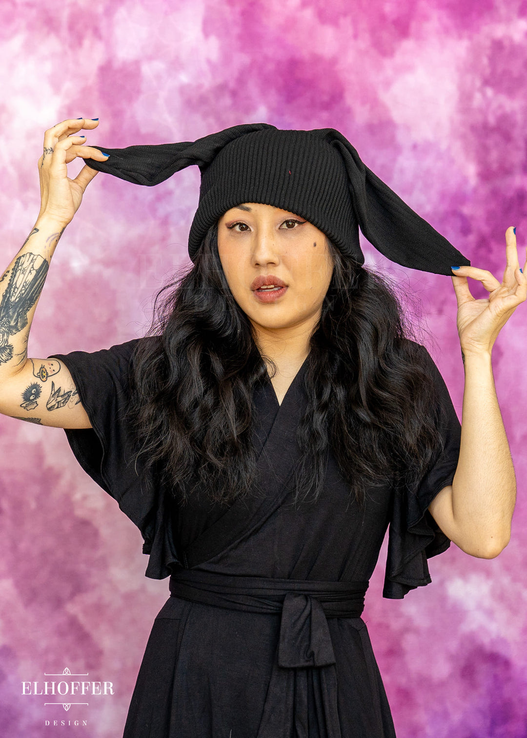 Lightweight Relaxed Fit Bunny Beanie - Bangtan Black