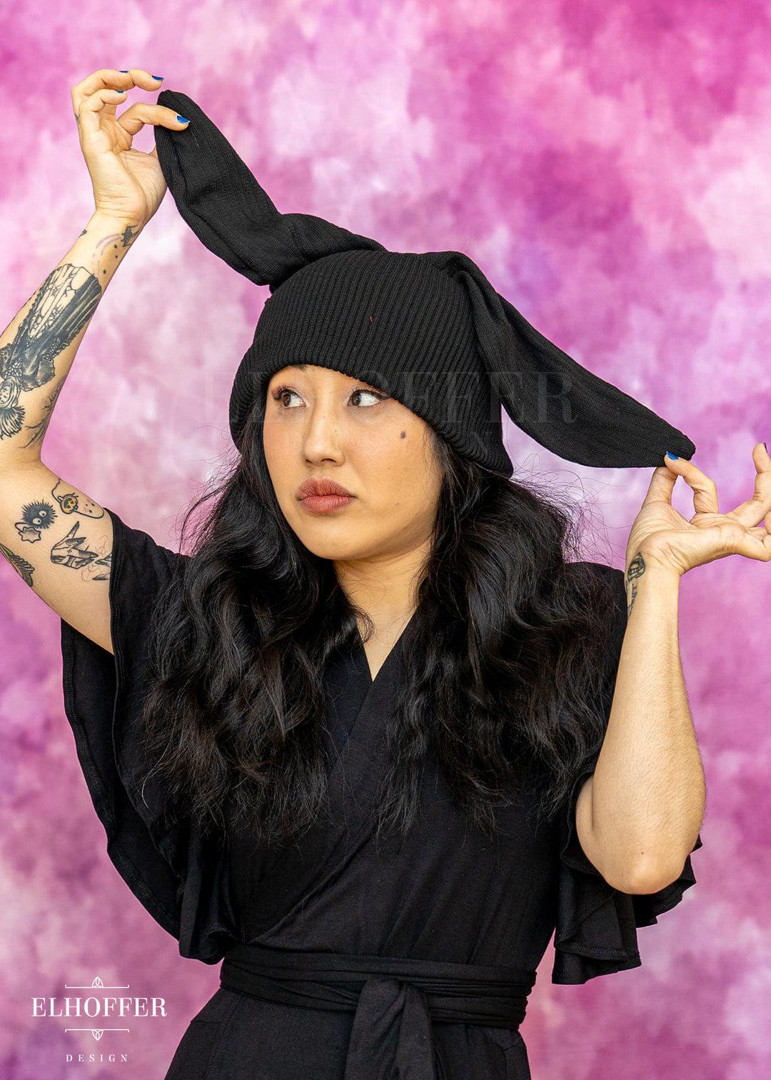 Lightweight Relaxed Fit Bunny Beanie - Bangtan Black