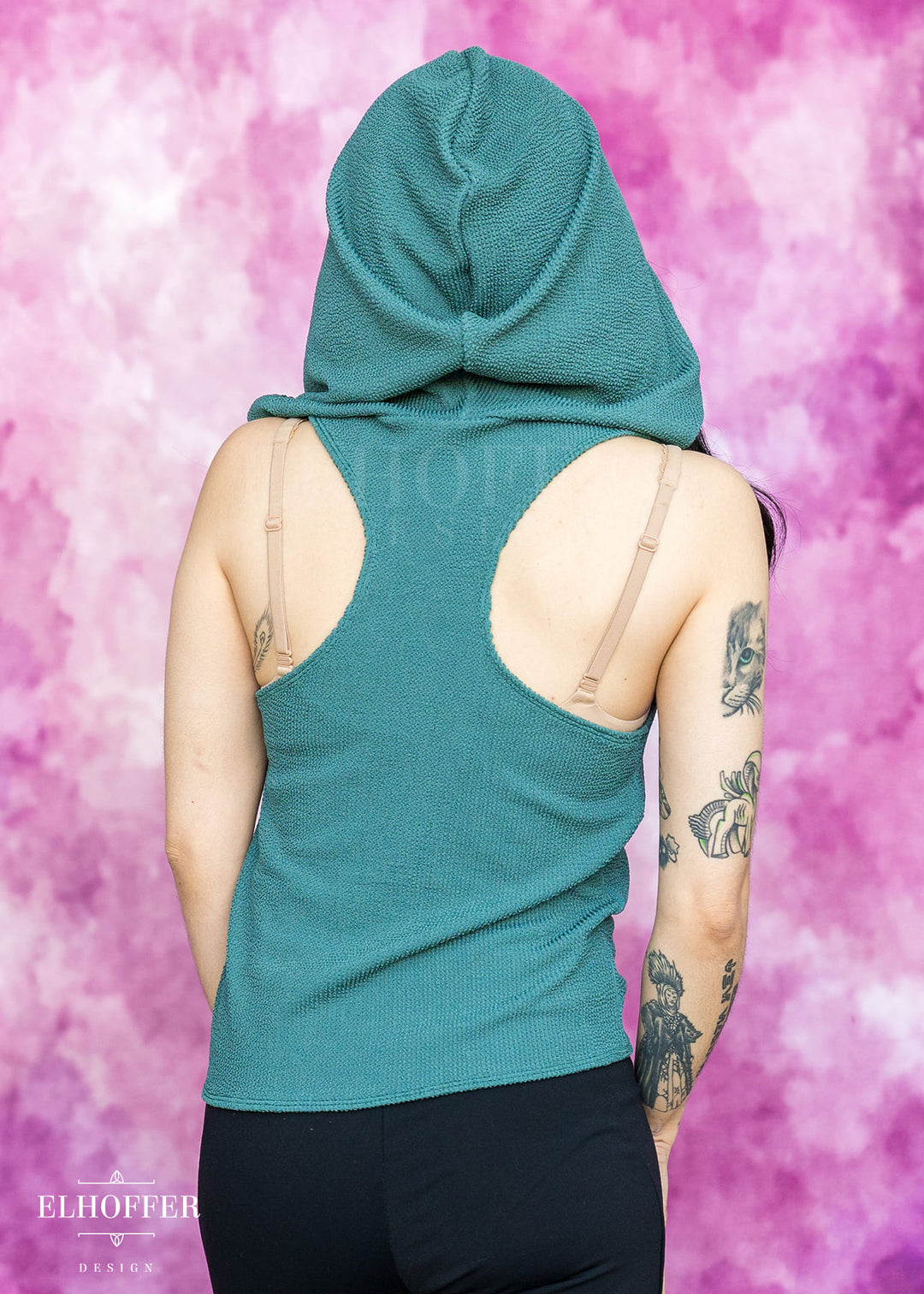 Essential Mara Hooded Crop - Textured Cactus Green