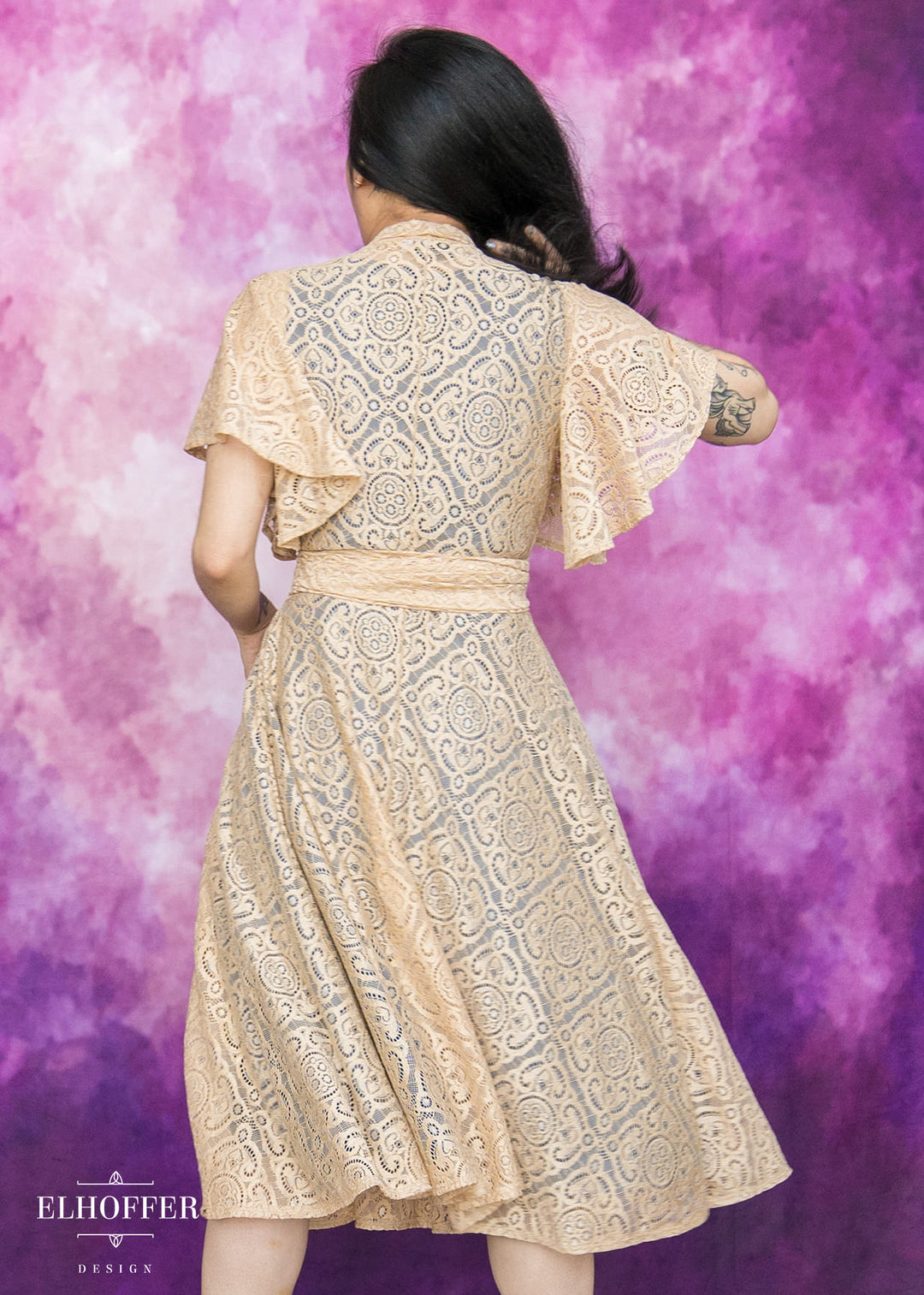 Essential Luisa Wrap Dress - Champagne Diamond Lace