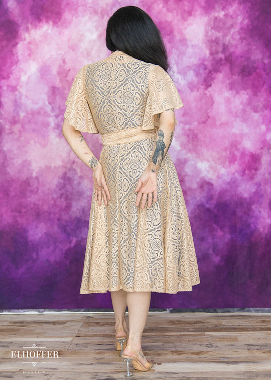 Essential Luisa Wrap Dress - Champagne Diamond Lace