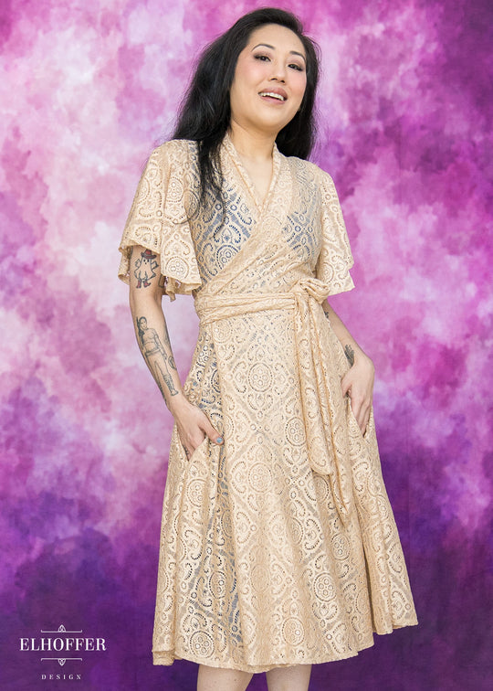 Essential Luisa Wrap Dress - Champagne Diamond Lace