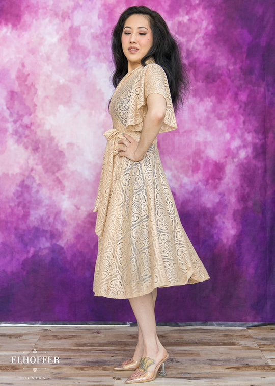 Essential Luisa Wrap Dress - Champagne Diamond Lace