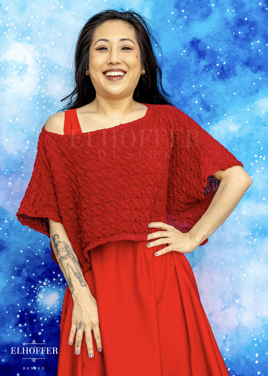 Handmade Boatneck Crop - Galactic Crimson Queen