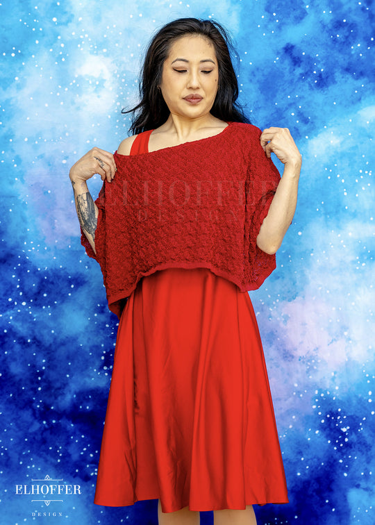 Handmade Boatneck Crop - Galactic Crimson Queen