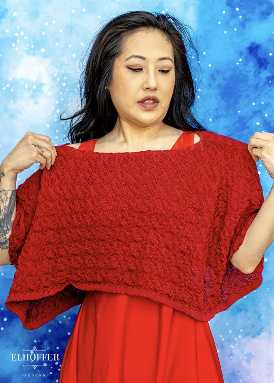 Handmade Boatneck Crop - Galactic Crimson Queen