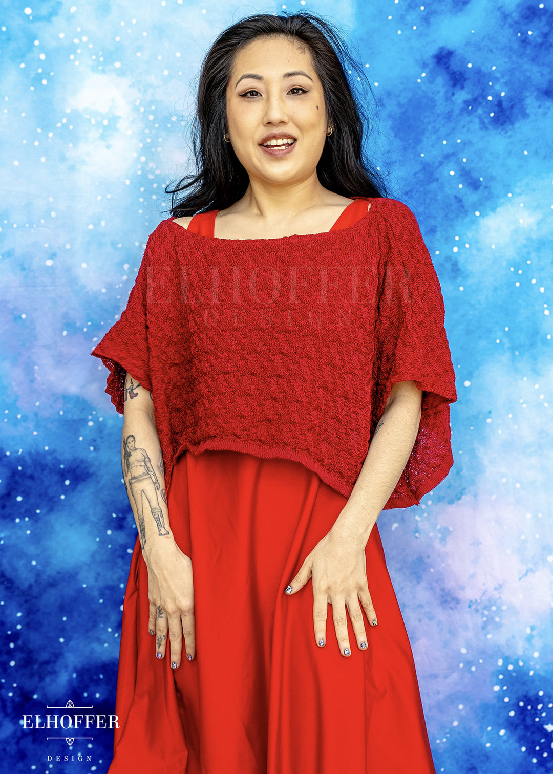 Handmade Boatneck Crop - Galactic Crimson Queen