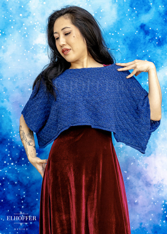 Handmade Boatneck Crop - Navy Nomad Knit - Extra Wide Crop