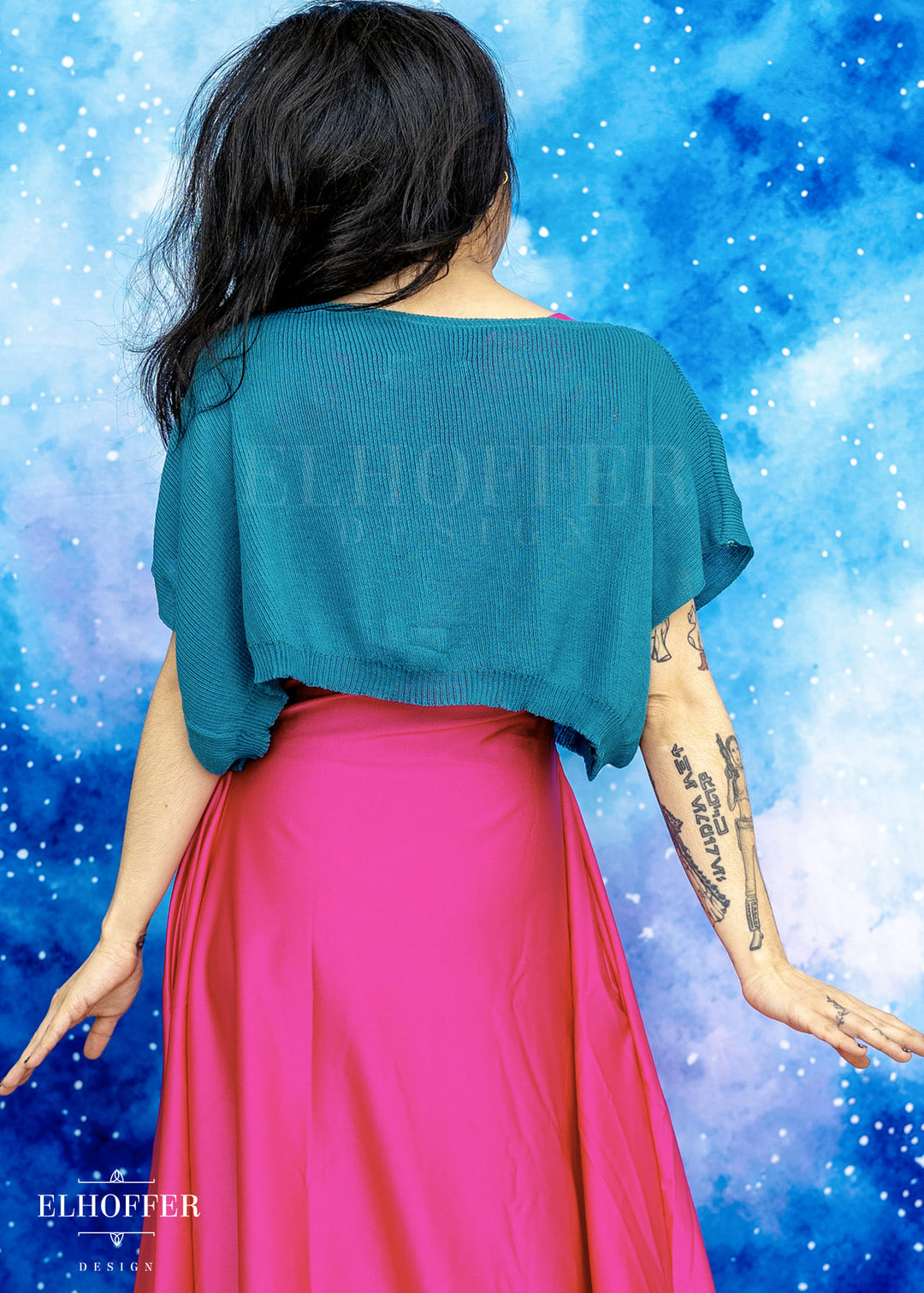 Handmade Boatneck Crop - Runic Teal - Gossamer Knit Ideal for Smaller Sizes