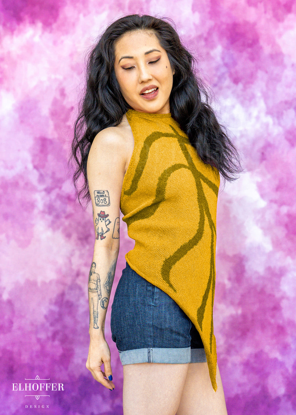 Essential Leaf Handkerchief Top - Iris Gold