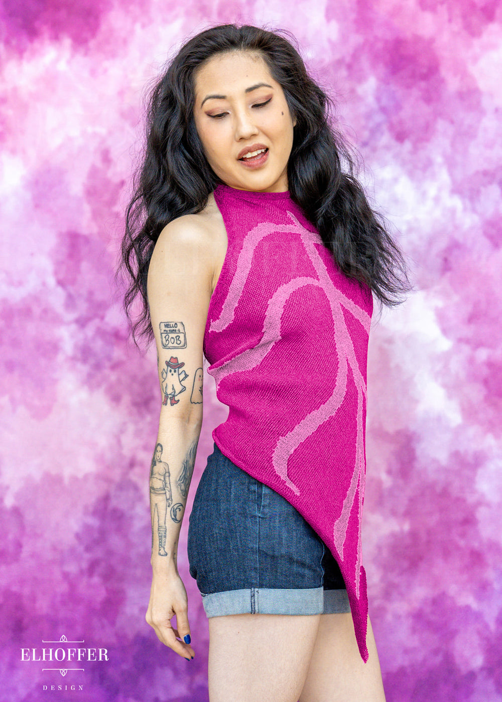 Essential Leaf Handkerchief Top - Rose Pink