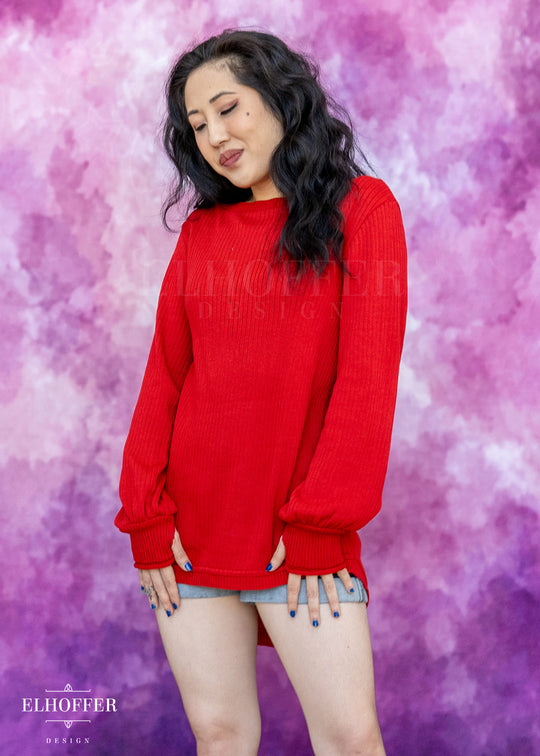 Essential Oversize Sweater - Ruby Red