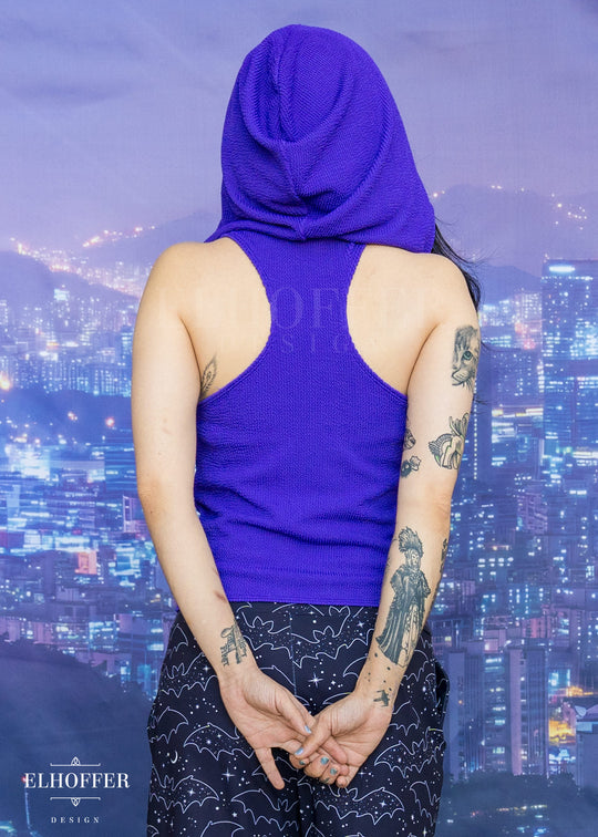 Essential Mara Hooded Crop - Textured Princess Purple