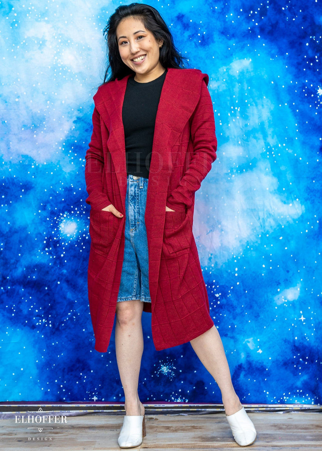 Galactic Renegade Unisex Duster Cardigan - Imperial Crimson