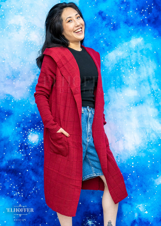 Galactic Renegade Unisex Duster Cardigan - Imperial Crimson