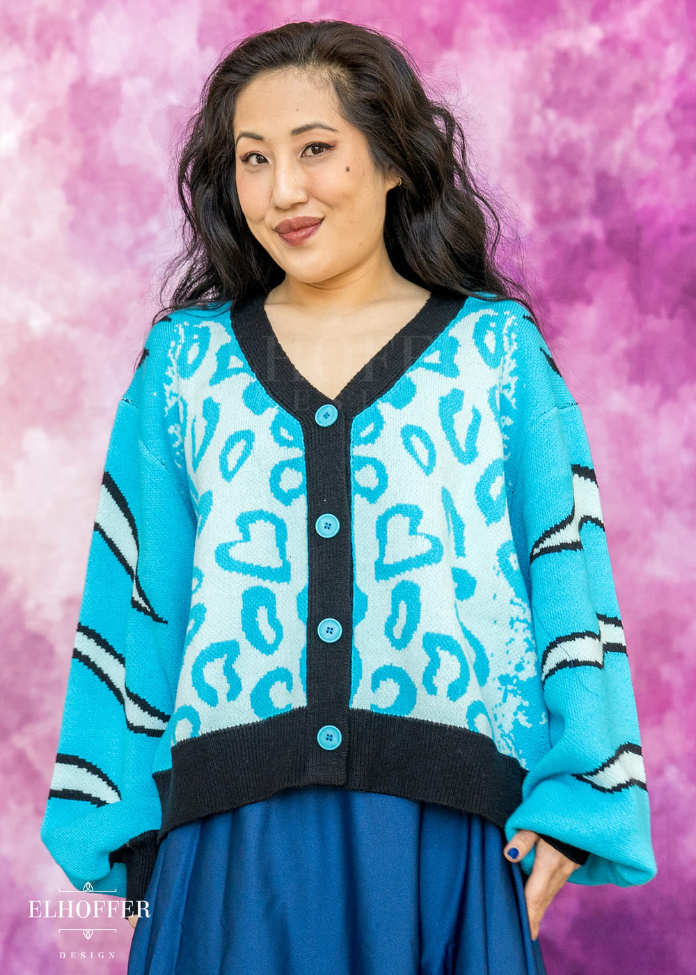 PREORDER - Turquoise Tiger Oversize Crop Cardi