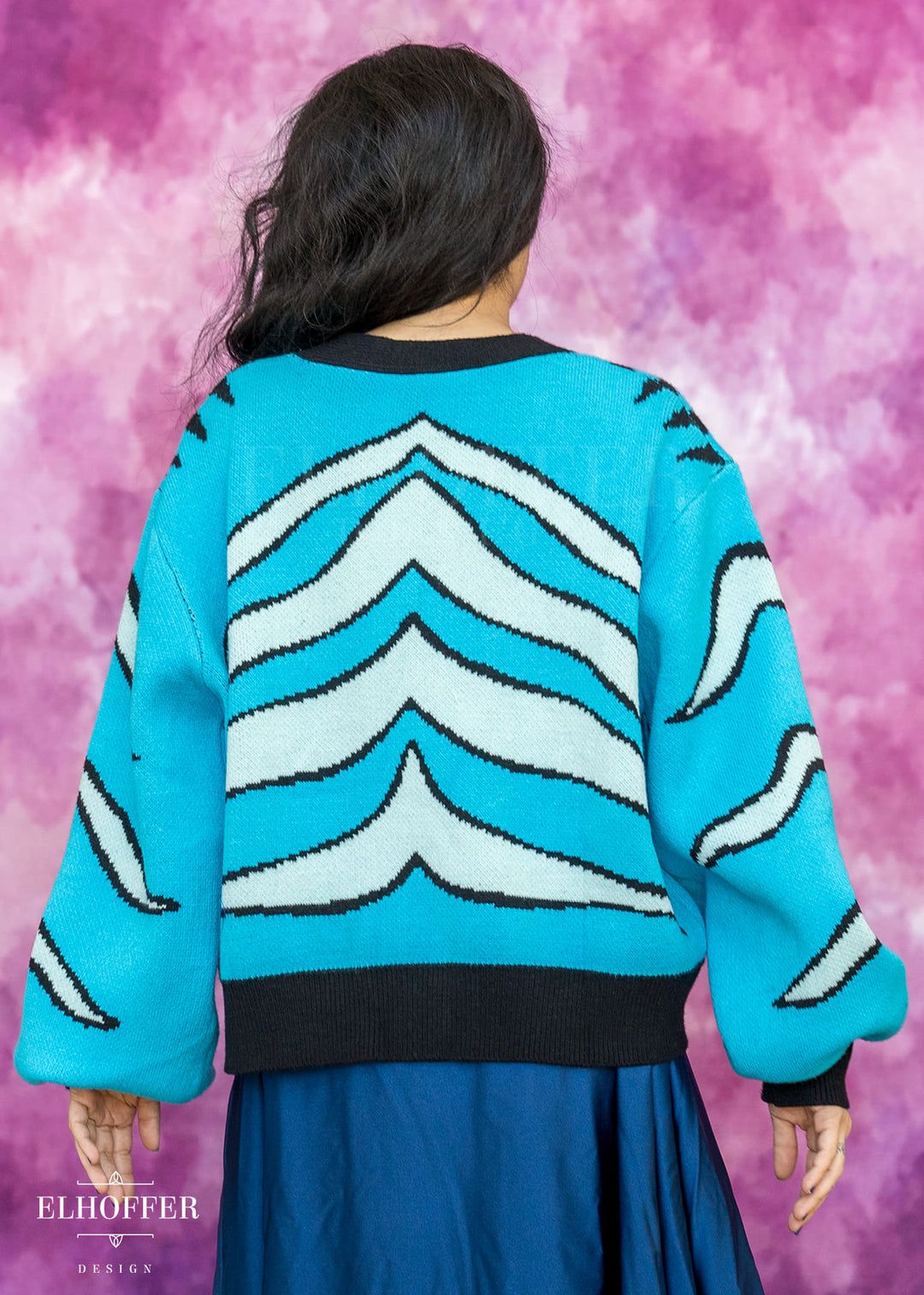PREORDER - Turquoise Tiger Oversize Crop Cardi