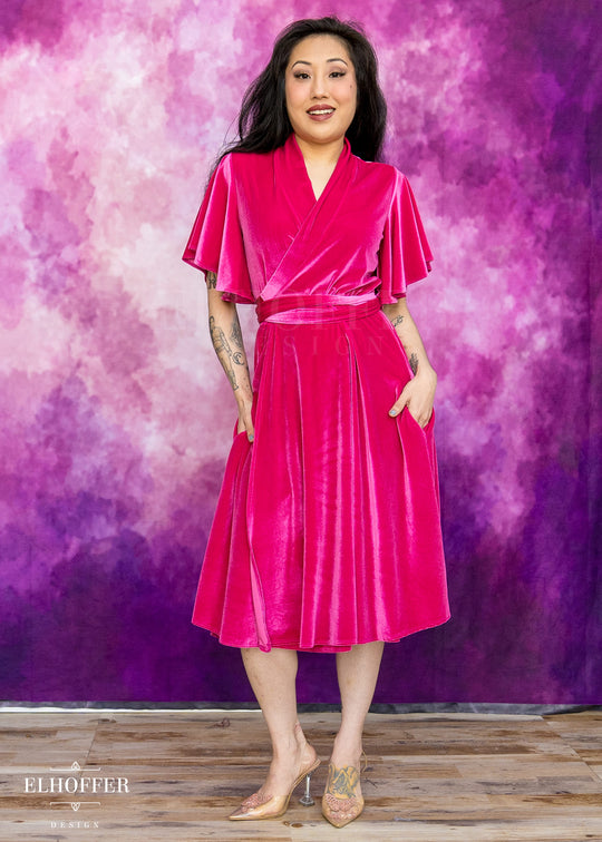 Essential Luisa Wrap Dress - Fuchsia Velvet