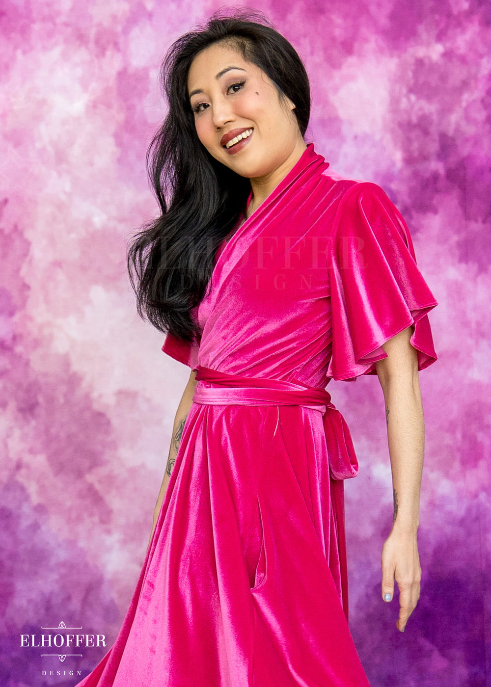 Essential Luisa Wrap Dress - Fuchsia Velvet