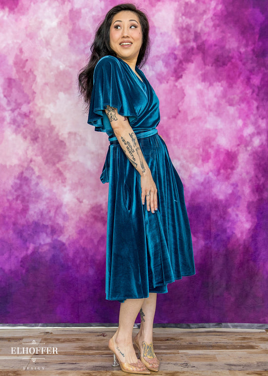 Essential Luisa Wrap Dress - Apatite Velvet