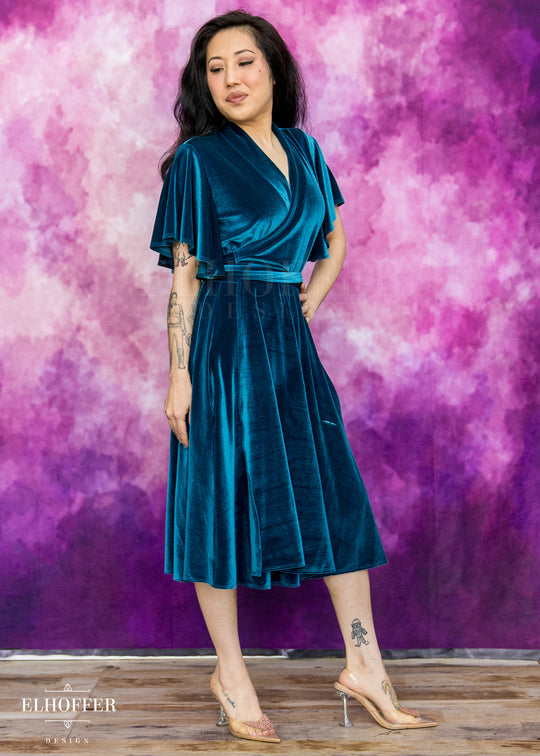 Essential Luisa Wrap Dress - Apatite Velvet