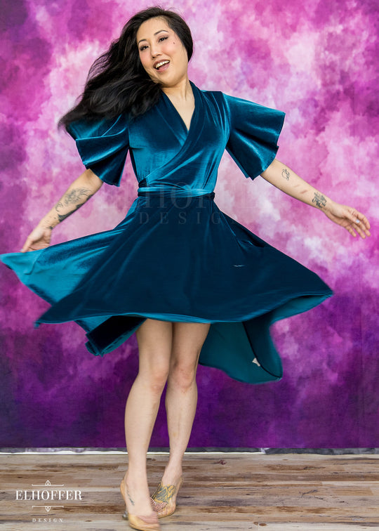 Essential Luisa Wrap Dress - Apatite Velvet